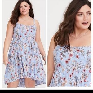 Torrid blue floral challis mini dress